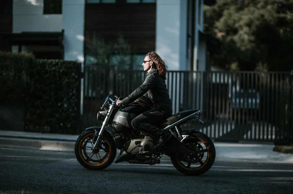 Cool man on motorcycle