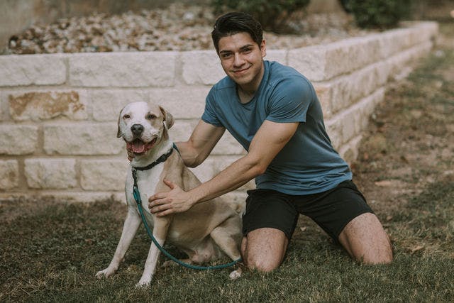 Dating photo with a dog, taken by The Match Artist