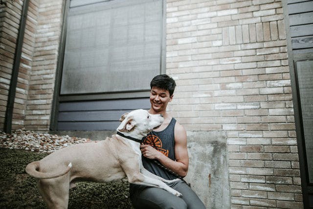 Dating photo with a dog, taken by The Match Artist