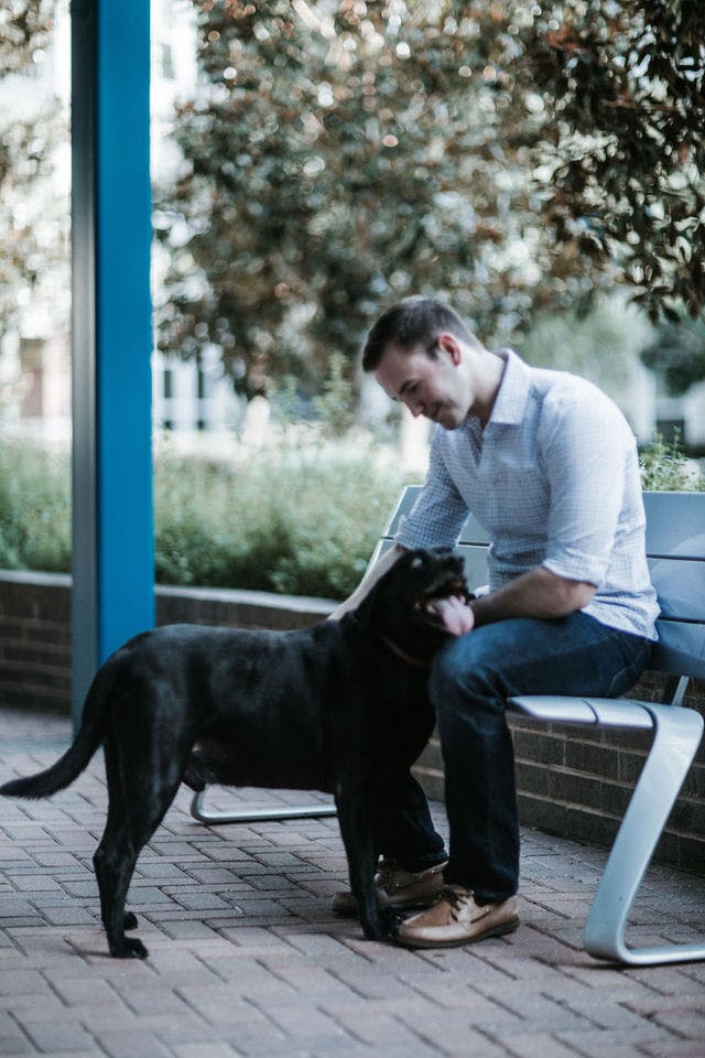 Dating photo with a dog, taken by The Match Artist