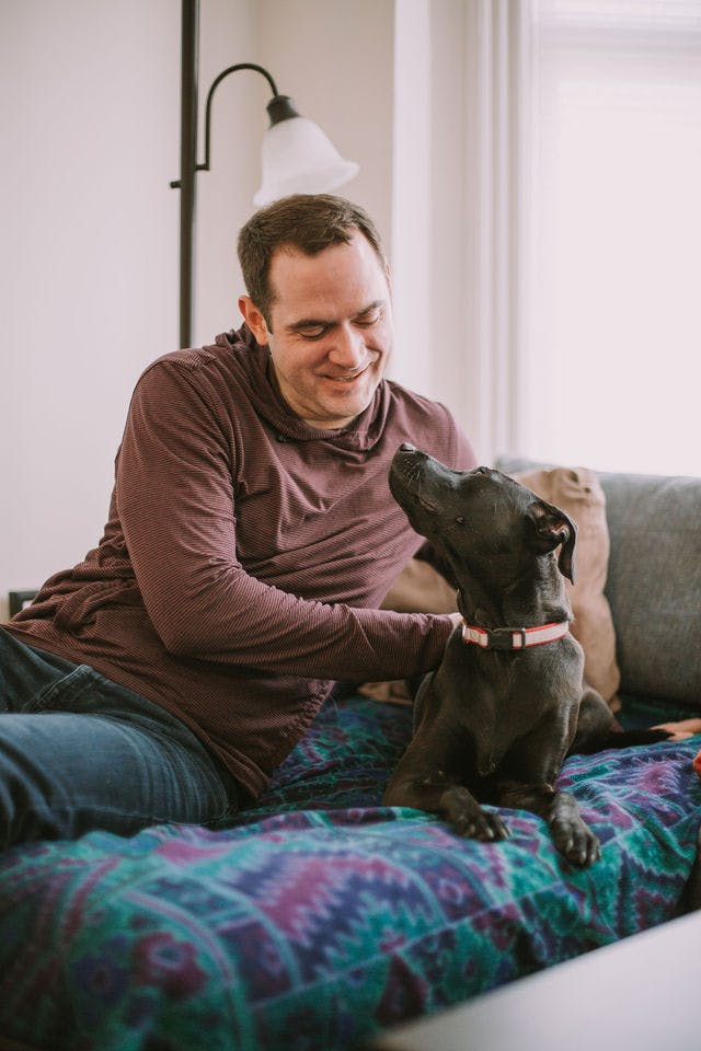 Dating photo with a dog, taken by The Match Artist