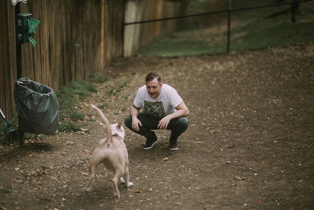 Dating photo with a dog, taken by The Match Artist