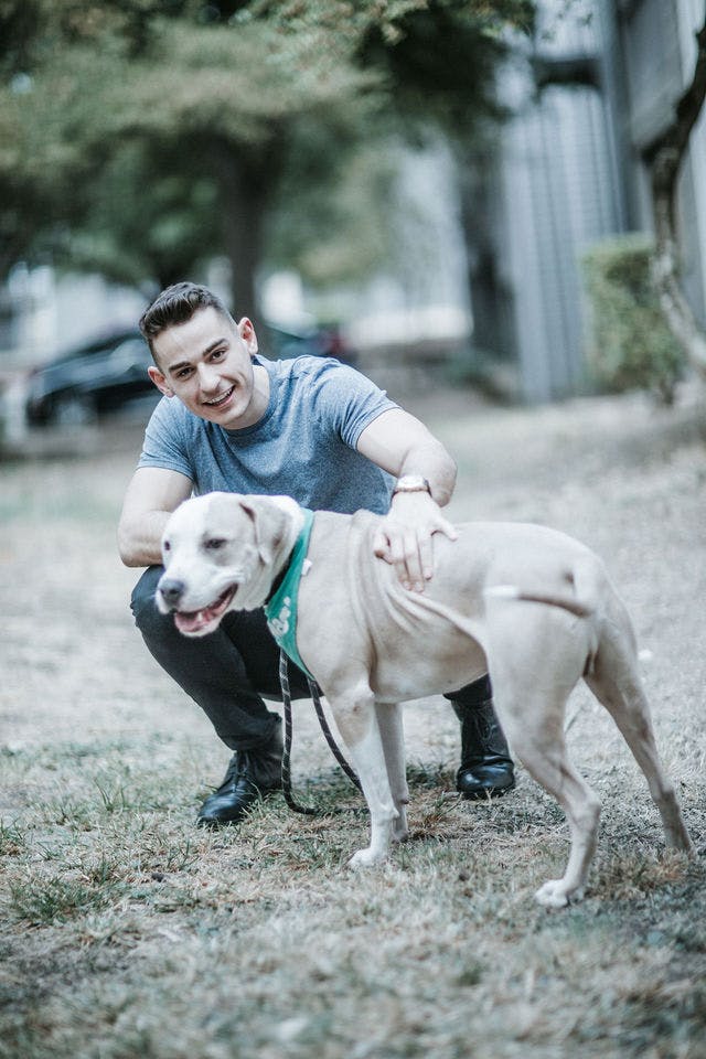 Dating photo with a dog, taken by The Match Artist