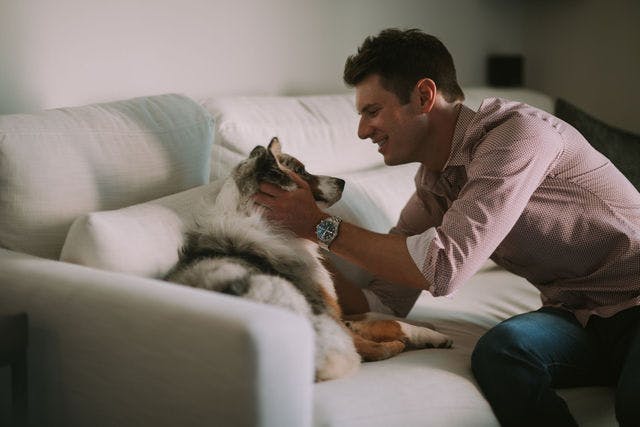 Dating photo with a dog, taken by The Match Artist