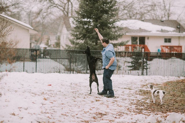 Dating photo with a dog, taken by The Match Artist