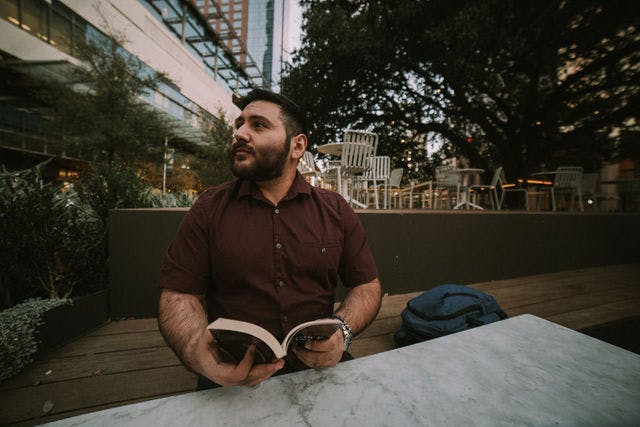 Dating profile photo with coffee, taken by The Match Artist