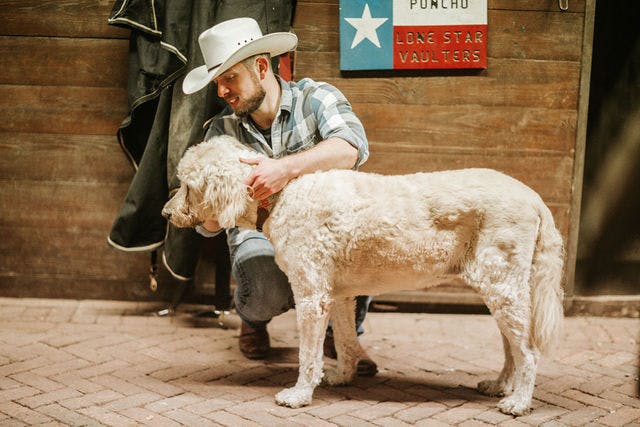 Dating photo with a dog, taken by The Match Artist